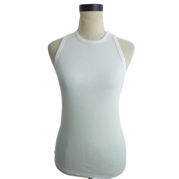 Everlane White Ribbed Racer Back Tank Top M - Picture 1 of 7